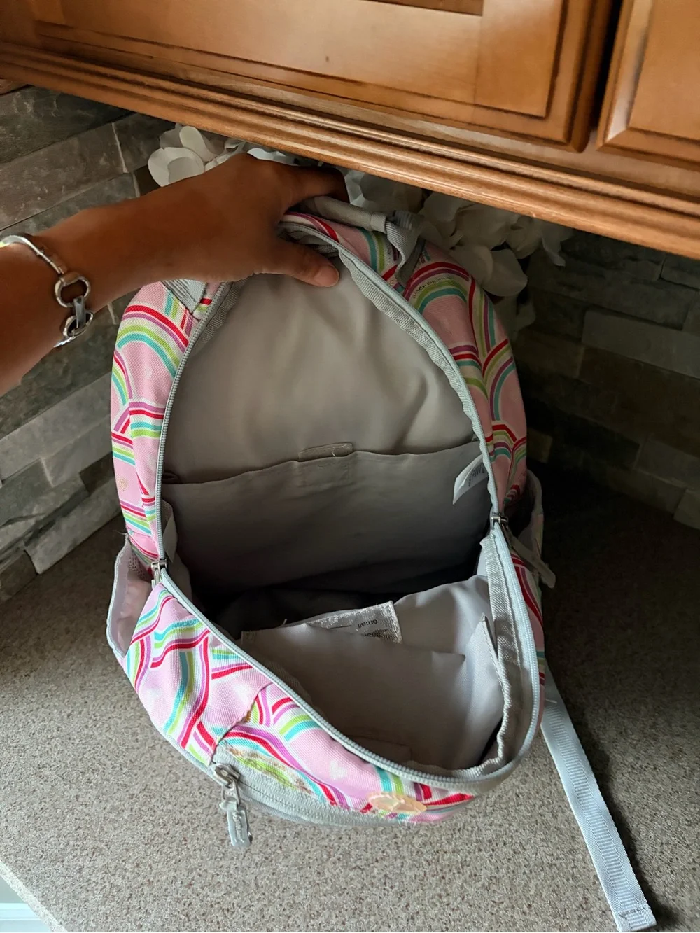 Pottery Barn Kids Kids Rainbow Print Backpack - Pink/Gray(Small)